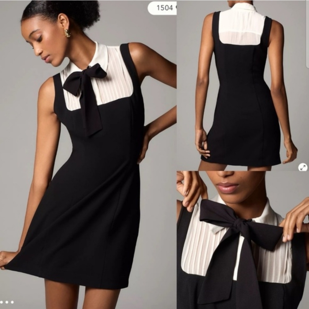 Anthropologie Maeve Collared Bow-Tie Mini Dress s8